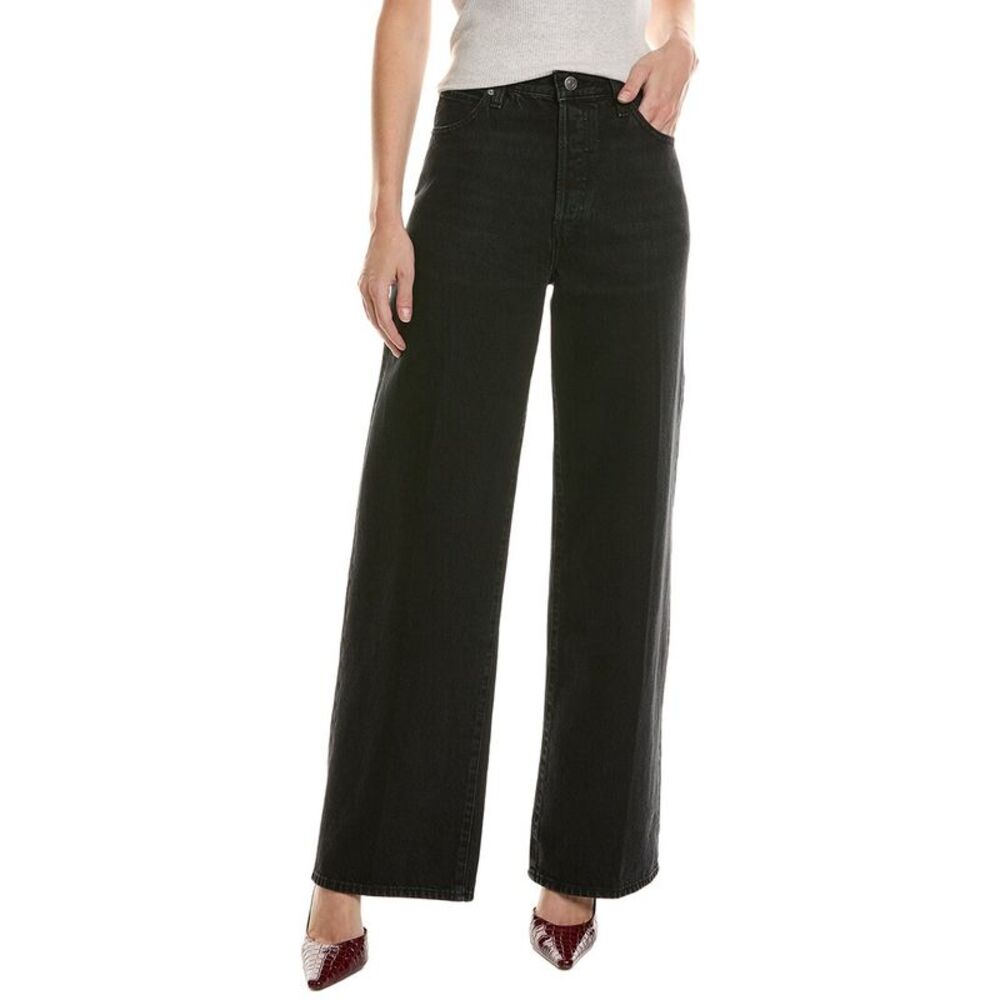 Frame Denim Womens Frame The Collegiate Astral Wide Leg Jean, Black